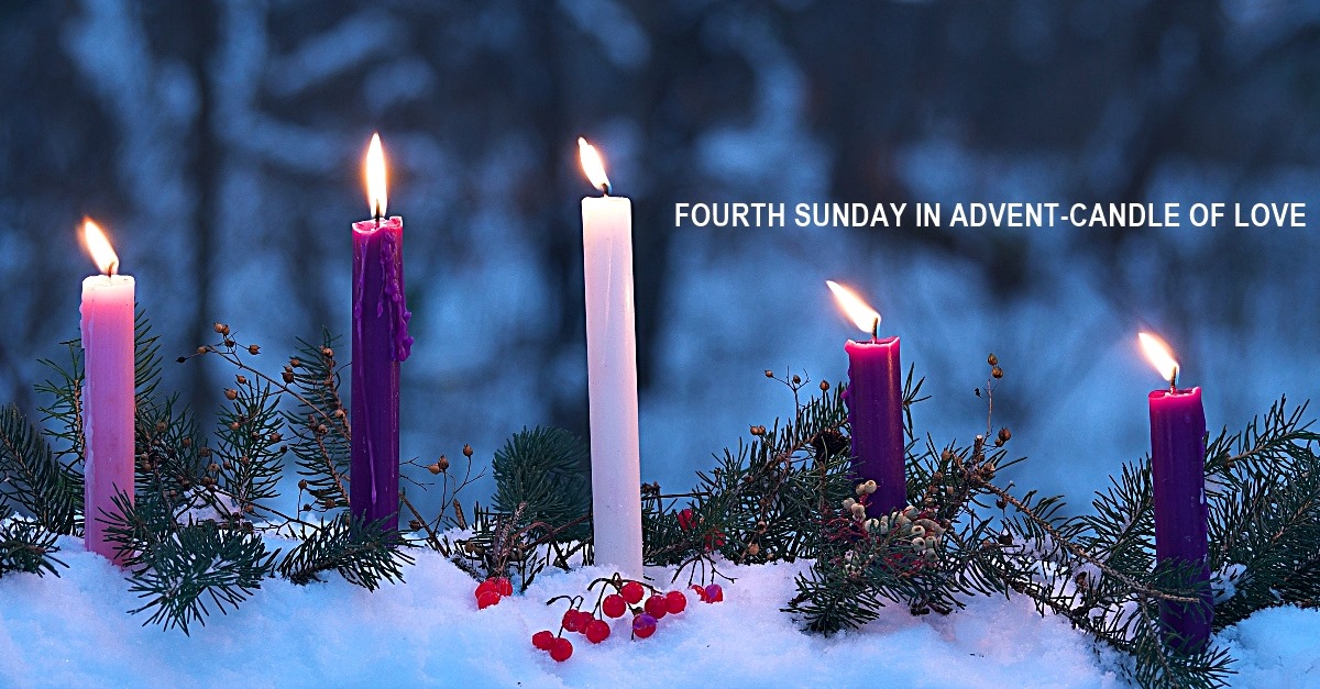 Advent candles — Fourth Sunday in Advent, Candle of Love — at All Saints Anglican Church Leask